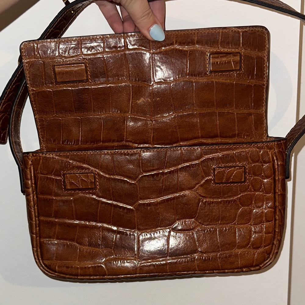 Staud Croc-Embossed Brown Shoulder Bag - Picture 8 of 9